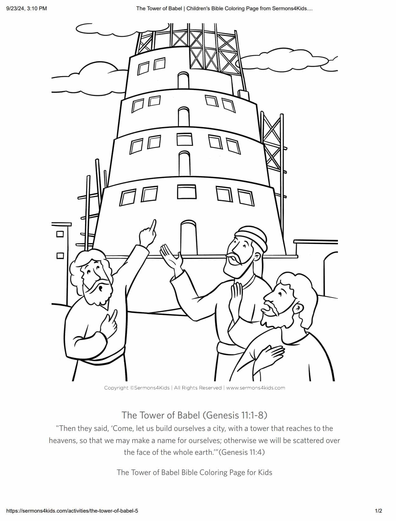 Activities about the Tower of Babel